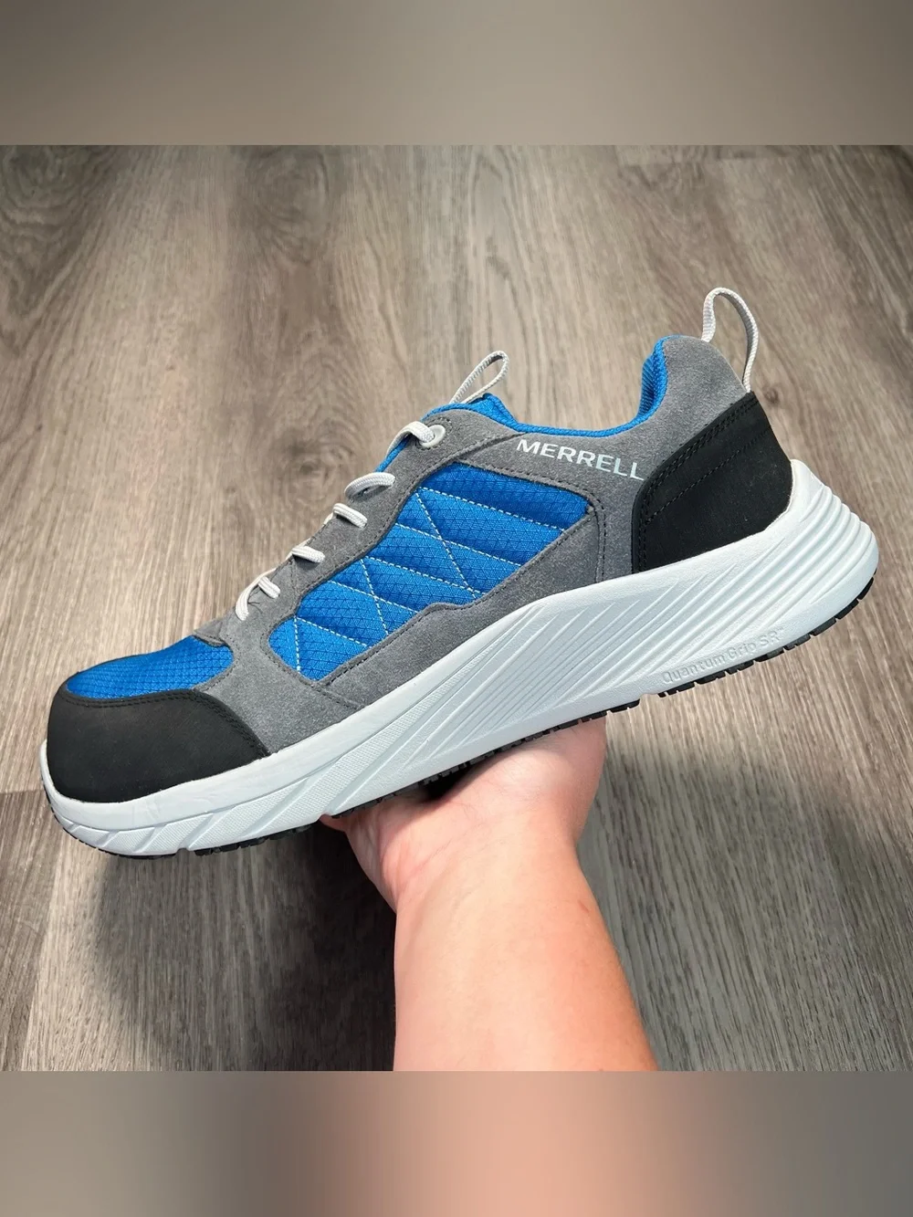 New Merrell Work Alpine Sneaker CF Work Shoes Men's 13 Blue Gray Safety Toe